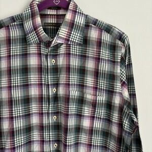 Peter Millar Men's Long Sleeve Button Up Plaid‎ Shirt Size L Multicolor Office